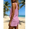 image:imageMakeMeChic Womens Summer 2 Piece Sets Knit Tank Tops Mini Shorts Set Beach Cover Ups Vacation OutfitsPink