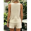 image:imageMakeMeChic Womens Summer 2 Piece Sets Knit Tank Tops Mini Shorts Set Beach Cover Ups Vacation OutfitsWhite