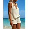 image:imageMakeMeChic Womens Summer 2 Piece Sets Knit Tank Tops Mini Shorts Set Beach Cover Ups Vacation OutfitsWhite