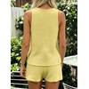image:imageMakeMeChic Womens Summer 2 Piece Sets Knit Tank Tops Mini Shorts Set Beach Cover Ups Vacation OutfitsYellow