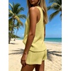 image:imageMakeMeChic Womens Summer 2 Piece Sets Knit Tank Tops Mini Shorts Set Beach Cover Ups Vacation OutfitsYellow