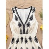 image:imageMakeMeChic Womens Summer Boho Short Rompers Floral Deep V Neck Sleeveless Wide Leg One Piece JumpsuitBlack and White
