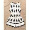 image:imageMakeMeChic Womens Summer Boho Short Rompers Floral Deep V Neck Sleeveless Wide Leg One Piece JumpsuitBlack and White