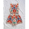 image:imageMakeMeChic Womens Summer Boho Short Rompers Floral Deep V Neck Sleeveless Wide Leg One Piece JumpsuitMulticolor