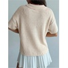 image:imageMakeMeChic Womens Summer Half Sleeve Collared Cardigan Button Down Short Sleeve Knitted SweaterBeige