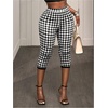 image:imageMakeMeChic Womens Summer Polka Dots Capri Pants Elastic High Waisted Knee Length Yoga LeggingsBlack