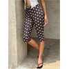 image:imageMakeMeChic Womens Summer Polka Dots Capri Pants Elastic High Waisted Knee Length Yoga LeggingsBrown