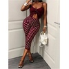 image:imageMakeMeChic Womens Summer Polka Dots Capri Pants Elastic High Waisted Knee Length Yoga LeggingsBurgundy