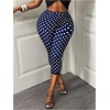 image:imageMakeMeChic Womens Summer Polka Dots Capri Pants Elastic High Waisted Knee Length Yoga LeggingsDark Blue