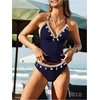 image:imageMakeMeChic Womens Tankini Swimsuits Y2K Cute Tankini Halter Triangle Tie Backless Beach Bathing SuitsBlue Solid