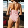 image:imageMakeMeChic Womens Tankini Swimsuits Y2K Cute Tankini Halter Triangle Tie Backless Beach Bathing SuitsPink