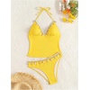 image:imageMakeMeChic Womens Tankini Swimsuits Y2K Cute Tankini Halter Triangle Tie Backless Beach Bathing SuitsYellow