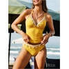 image:imageMakeMeChic Womens Tankini Swimsuits Y2K Cute Tankini Halter Triangle Tie Backless Beach Bathing SuitsYellow
