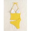 image:imageMakeMeChic Womens Tankini Swimsuits Y2K Cute Tankini Halter Triangle Tie Backless Beach Bathing SuitsYellow