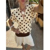 image:imageMakeMeChic Womens Y2k Crop Tops Deep V Neck Dolman Sleeve Tops Summer Blouse Going Out TopsYellow Polka Dots
