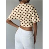 image:imageMakeMeChic Womens Y2k Crop Tops Deep V Neck Dolman Sleeve Tops Summer Blouse Going Out TopsYellow Polka Dots