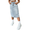 image:imageMakeMeChic Girls Jean Skirt Elastic High Waisted Y2k Summer Cute Denim Midi Skirts with PocketBlue