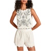 image:imageMakeMeChic Womens 2 Piece Set Boho Beach Vacation Outfits Floral Crop Tops Shorts SetWhite