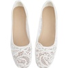 image:imageMakeMeChic Womens Bow Knot Polka Dots Ballet Flat Lace Mesh Beaded Closed Toe Summer Wedding ShoesPure White