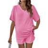 image:imageMakeMeChic Womens Maternity 2 Piece Outfits Summer Short Sleeve Rib Knit Tee Top and Short Lounge Sets ClothesCoral Pink