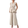 image:imageMakeMeChic Womens Maternity Clothes 2 Piece Sets Wrap V Neck Sleeveless Tops Pants Business Casual OutfitsApricot