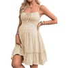 image:imageMakeMeChic Womens Maternity Mini Dress Summer A Line Ruffle Layered Shirred Pregnancy Slip SundressApricot