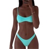 image:imageMakeMeChic Womens Polka Dots Thong Bikini Sets High Cut Micro Sexy Bathing Suit SwimsuitDusty Blue