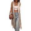 image:imageMakeMeChic Womens Rivet Suede Tassel Sleeveless Vest Jacket Open Front Cowboy Chic Fringe Vest OuterwearApricot