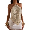 image:imageMakeMeChic Womens Sequin Halter Tops Sparkly Backless Sexy Cute Summer Camisole TopApricot a