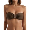 image:imageMakeMeChic Womens Strapless Bandeau Bikini Tops Tie Back Ruched Bathing Suit Summer TopsBrown