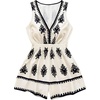 image:imageMakeMeChic Womens Summer Boho Short Rompers Floral Deep V Neck Sleeveless Wide Leg One Piece JumpsuitBlack and White