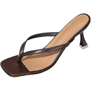 image:imageMakeMeChic Womens PU Leather Kitten Heels Toe Post Slip On Y2K Flip Flop Heeled SandalsChocolate Brown