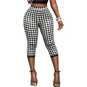 image:imageMakeMeChic Womens Summer Polka Dots Capri Pants Elastic High Waisted Knee Length Yoga LeggingsBlack