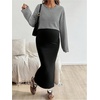 image:imageMakeMeChic Womens Maternity 2 Piece Outfits Sleeveless Long Cami Dress and Crop Tops SetBlack and White