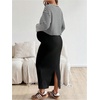 image:imageMakeMeChic Womens Maternity 2 Piece Outfits Sleeveless Long Cami Dress and Crop Tops SetBlack and White