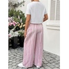 image:imageMakeMeChic Womens Maternity 2 Piece Summer Outfits Floral Short Sleeve Tee and Striped Pants Pregnancy SetsWhite and Pink