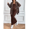 image:imageMakeMeChic Womens Maternity Clothes 2 Piece Summer Outfit Cheetah Print Button Down Shirt and Tank Maxi Dress SetsBrown