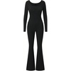 image:imageMakeMeChic Womens Maternity Jumpsuit Scoop Neck Long Sleeve Flare Leg Yoga Leggings RomperBlack