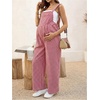 image:imageMakeMeChic Womens Maternity Overalls Summer Gingham Sleeveless Wide Leg Y2K Pregnancy JumpsuitsRed