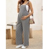 image:imageMakeMeChic Womens Maternity Overalls Summer Gingham Sleeveless Wide Leg Y2K Pregnancy JumpsuitsWhite and Black