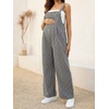 image:imageMakeMeChic Womens Maternity Overalls Summer Gingham Sleeveless Wide Leg Y2K Pregnancy JumpsuitsWhite and Black