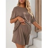 image:imageMakeMeChic Womens Maternity Sets 2 Piece Short Sleeve Crewneck T Shirts and Shorts Casual Maternity OutfitsBrown