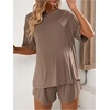 image:imageMakeMeChic Womens Maternity Sets 2 Piece Short Sleeve Crewneck T Shirts and Shorts Casual Maternity OutfitsBrown