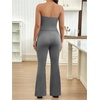 image:imageMakeMeChic Womens Maternity Sets 2 Piece Summer Outfits Ruched Tube Top and Pants Pregnancy Matching SetDark Grey