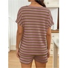 image:imageMakeMeChic Womens Maternity Sets 2 Piece Summer Outfits Striped Tee and Shorts Pregnancy Loungewear Clothes Pink Medium