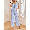 image:imageMakeMeChic Womens Maternity Summer 2 Piece Outfits Pregnancy Boho Vacation Striped Bow Top and Pants SetBlue and White