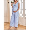 image:imageMakeMeChic Womens Maternity Summer 2 Piece Outfits Pregnancy Boho Vacation Striped Bow Top and Pants SetBlue and White