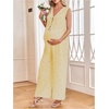 image:imageMakeMeChic Womens Maternity Summer 2 Piece Outfits Pregnancy Boho Vacation Striped Bow Top and Pants SetLight Yellow