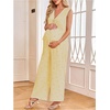 image:imageMakeMeChic Womens Maternity Summer 2 Piece Outfits Pregnancy Boho Vacation Striped Bow Top and Pants SetLight Yellow
