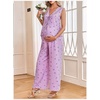 image:imageMakeMeChic Womens Maternity Summer 2 Piece Outfits Pregnancy Boho Vacation Striped Bow Top and Pants SetPurple